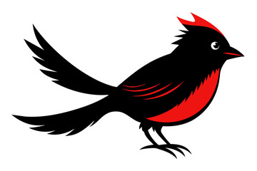 Vermilion flycatcher silhouette black color vector art illustration