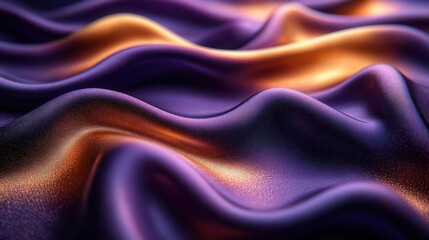 Obraz premium abstract waves of lustrous gold and royal purple fabric flowing and intertwining in graceful 3d curves rich texture