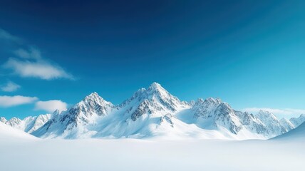 Obraz premium A breathtaking snow-covered mountain landscape under a vibrant blue sky, perfect for nature and travel enthusiasts.