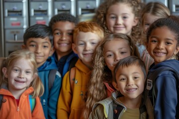 Obraz premium Portrait of a smiling group of elementary school kids