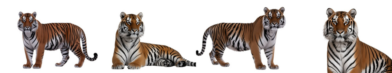 Fototapeta premium Siberian Tiger PNG isolated on transparent and white background 