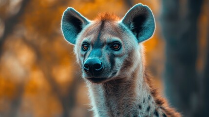 Obraz premium A Close-Up Portrait of a Spotted Hyena