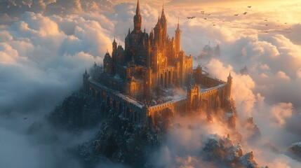 Castle in the Clouds at Sunset