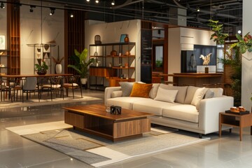 Interior of a furniture showroom store