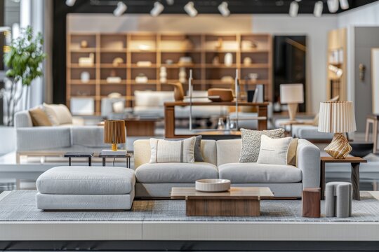 Interior of a furniture showroom store