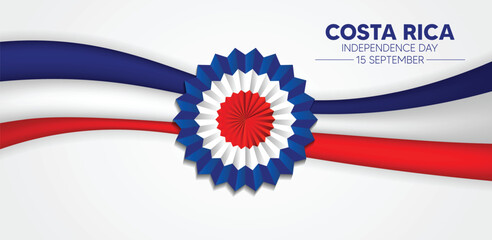 costa rica independence day 15 September flag ribbon vector poster
