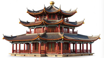 Naklejka premium Chinese pagoda, buddhist temple isolated on transparent background png
