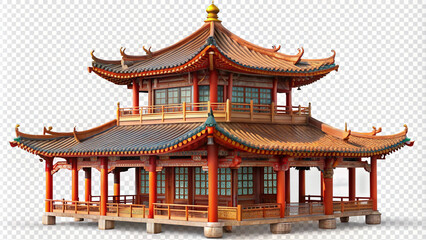 Obraz premium Chinese pagoda, buddhist temple isolated on transparent background png
