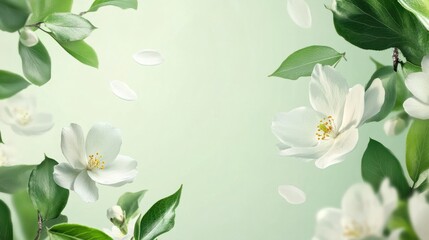 Template design banner for spring season sale in light green background