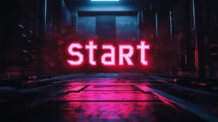 The Black text "Start" animation with glitch effect ,generative ai
