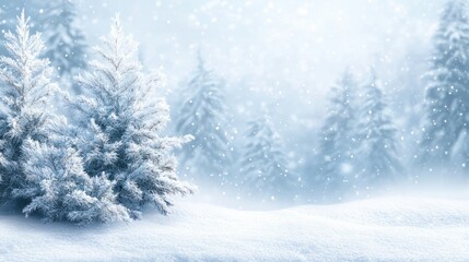 Fototapeta premium Winter christmas background with snow tree and lots of copy space