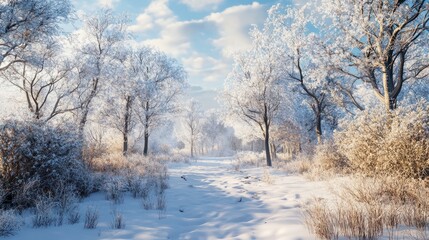 Fototapeta premium winter landscape with snow covered trees