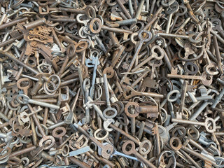 Pile of many different old metal keys