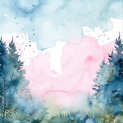 Obraz premium beautiful watercolor background for postcard with copy space