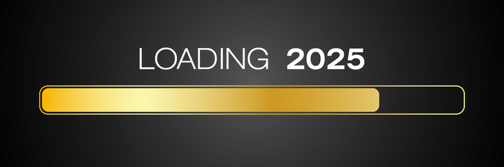 Obraz premium Illustration of a loading bar in gold with the message loading 2025 over dark background - new year concept - represents the new year 2025.