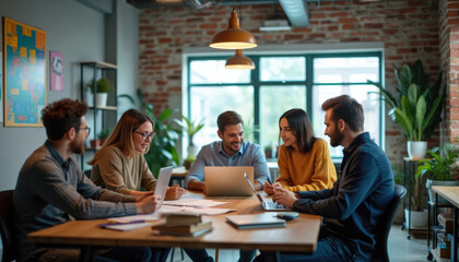 Team of Young Professionals Discussing Ideas for a Project with Passion, Brainstorming