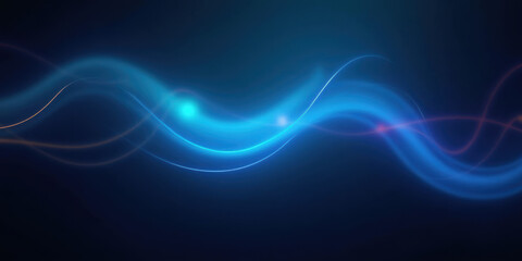 Obraz premium Abstract Blue Neon Light Waves on a Dark Background