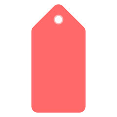 A bright red rectangular tag or label