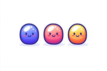 Cute and Happy Capsule Characters in a Row on a Soft Pink Background Representing Positivity and Care in Healthcare