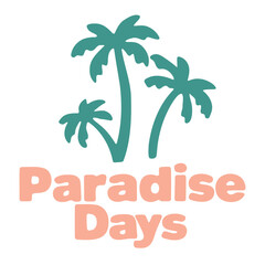 Naklejka premium Three palm trees with the text 