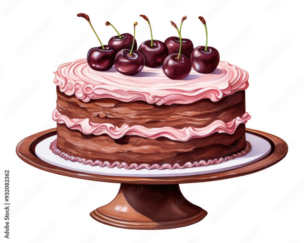 Sticker png cake chocolate dessert cream, digital paint illustration.