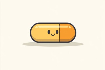 Minimalist Yellow Capsule on a Beige Background Representing Simplicity and Positivity in Healthcare