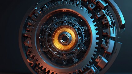 A mechanical background with a variety of interconnected gears pulleys and chains illustrating