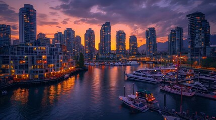 Fototapeta premium Vancouver Harbor at Sunset