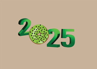 Happy New year 2025 with Donut green tea flavor and chocolate chips