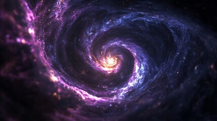 Cosmic Whirlwind - Hyperrealistic Close-up of Swirling Galaxy on Black Background