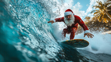 Santa surfing - Summer vacation