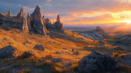 Naklejka premium sunset in the mountains