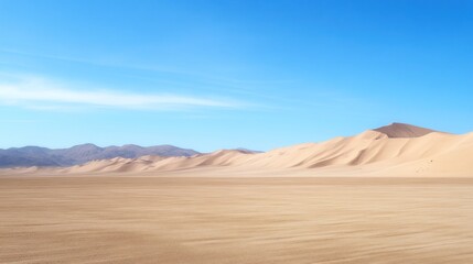 Vast Desert Landscape Under Blue Sky