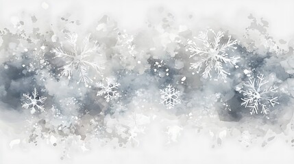 Ethereal Snowflake Abstract Watercolor Brush Strokes on Gray Background - Hand-Drawn Vector Illustration with Color Splashes for Graphic Art Print or Logo Design