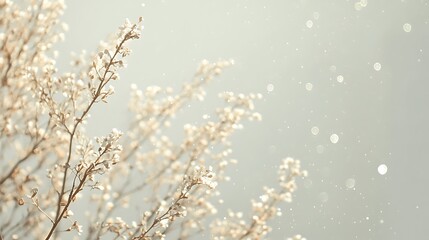Serenity in Simplicity - Minimalist Conceptual Photo of Twinkling Stars on Pale Gray Background
