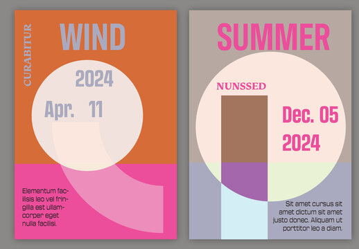 Flyer A4 Template with Simple Overlapping Geometrical Shapes Flat Color