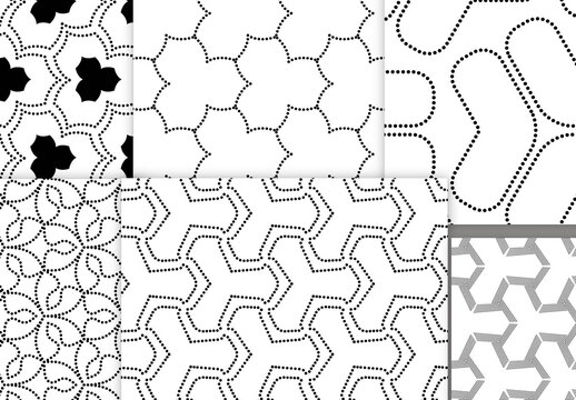 Seamless Pattern Collection with Simple Black and White Geometric Shapes