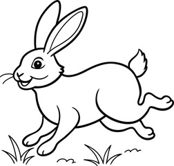 Lovely rabbit coloring book page for kids, featuring adorable black and white illustrations ready for colorful imagination.
