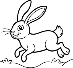 Fun rabbit coloring page for kids, showcasing sweet black and white illustrations to spark creativity.
