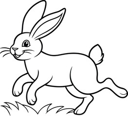 Sweet and simple rabbit coloring page for children, featuring cute black and white graphics for endless coloring possibilities.
