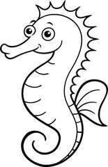 Adorable seahorse coloring page Simple black-and-white design ideal for children's creative play