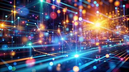 Obraz premium Abstract Network of Interconnected Lines and Glowing Points, Abstract Network , Technology , Connectivity , Digital Network