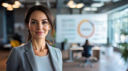 Confident Businesswoman in Modern Office Setting - Professional Success Portrait