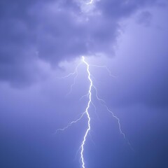 Dramatic lightning strike illuminating dark storm clouds with dynamic energy and vibrant light, creating a powerful and electrifying natural event