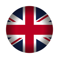 Round flag of the United Kingdom vector illustration. British flag button isolated on a transparent or white background.