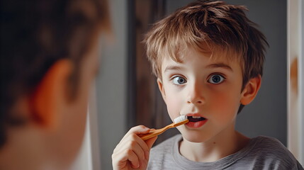 Child Brushing Teeth Morning Routine Facial Expression Health Care