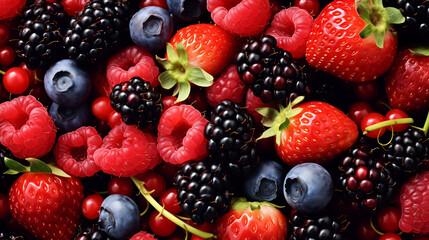 Fototapeta premium Vibrant Collection of Ripe Berries Featuring Strawberries