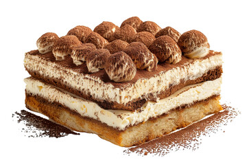 Classic Tiramisu Dessert Isolated On Transparent Background
