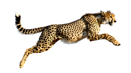 Jaguar crossing a river in search of prey, white background for clipping