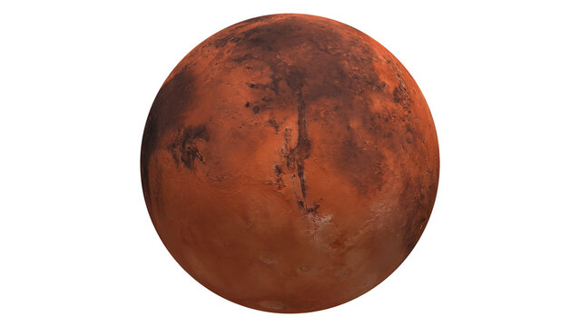 planet mars view of the planet canyons on transparent background